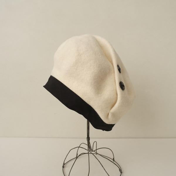 CA4LA（カシラ） *ウールフェルトベレー帽*ぼうし毛オフ白1225(ha7
