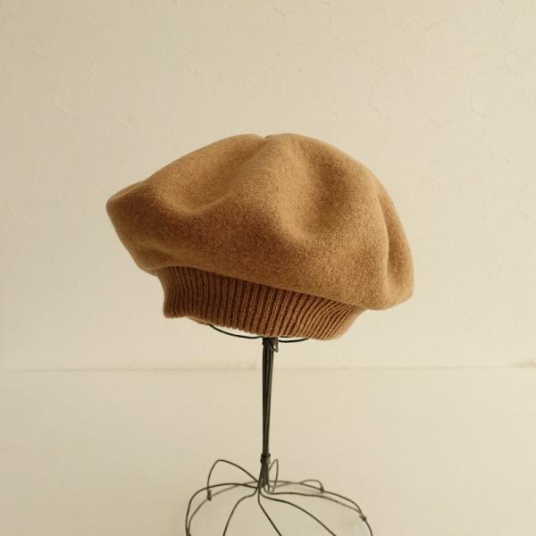 美品 mature ha. トップギャザービッグウールベレー帽 mature ha.（マチュアーハ） *トップギャザービッグウールベレー モカ