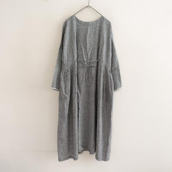 美品/定価3.9万】デニール denier *サイドギャザードレス*Fリネン麻