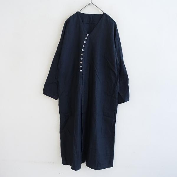 ezu 　リップル洋品店　黒　ワンピース 美品】エズ ezu *Vネックロングスリーブワンピース*リップル洋品店