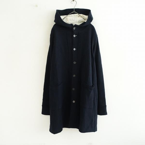 cheer札幌 ノーカラー ロングコート CHEER（チアー） 札幌 浅草 *ウールレーヨンフーデッドロングコート