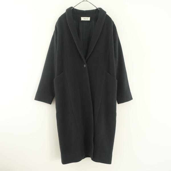 evam eva（エヴァムエヴァ） *ショールカラーウールコート*1墨黒