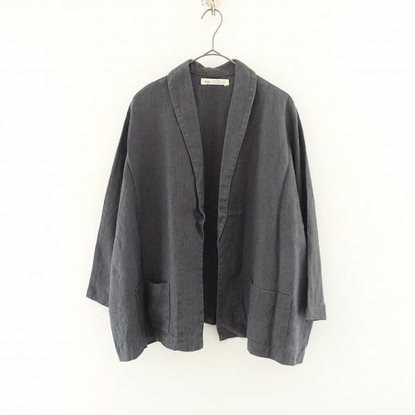 【染】フォグリネンワーク×ネストローブ fog linen work×nest Robe *リネンジャケット*麻チャコール羽織(jk34-2408-52)【61I42】 nest Robe 【染】フォグリネンワーク×ネストローブ fog linen
