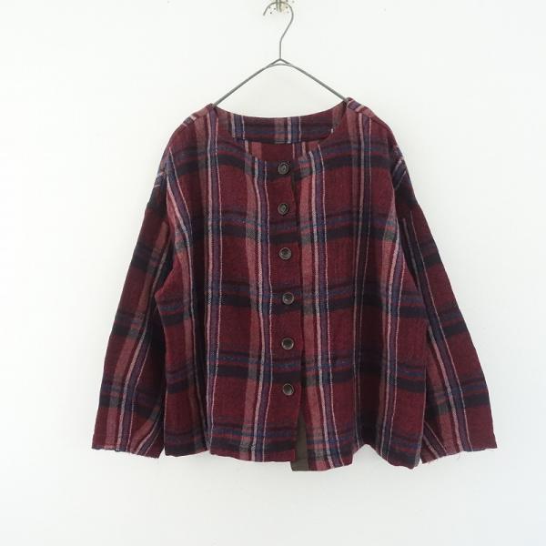 tumugu 【美品/定価1.9万】ツムグ *ウールリネンチェックノー