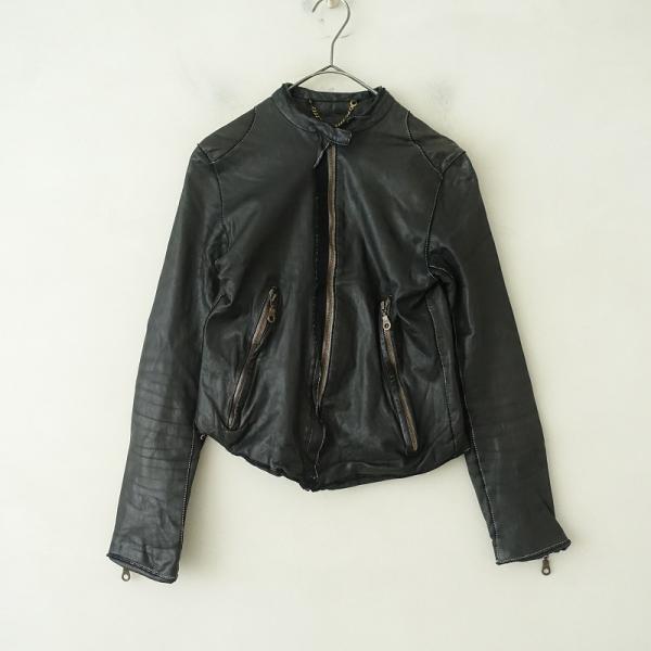 sisii（シシ） *レザーライダースジャケット*S皮革ブラック黒ジップ