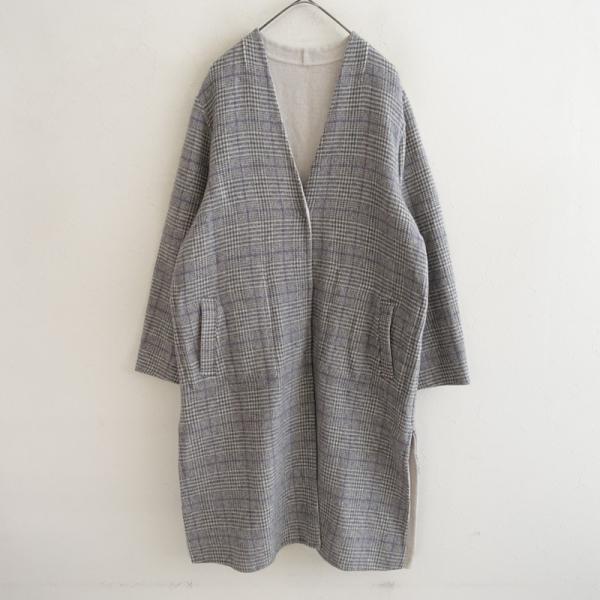 自由区（ジユウク） *リバーシブルコート*40毛ウール混グレー系グレン