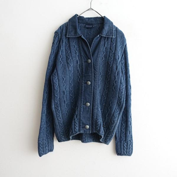 BLUE BLUE　インディゴコットン　ケーブルニットコート ブルーウィリーズ BLUE WILLI'S *ケーブルニットジャケット*Mコットン