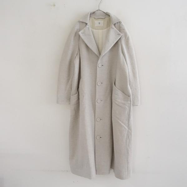 GASA*（ガサ） GASA *ウールリネンロングコート*M毛麻ライトグレー