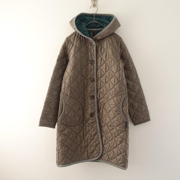 ラベンハム　グレー キルティング ロングコート フード付き LAVENHAM（ラベンハム） *フード付きキルティングコート*36/48中綿