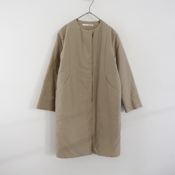 evam eva（エヴァムエヴァ） *中綿ノーカラーコート*1コットンベージュ