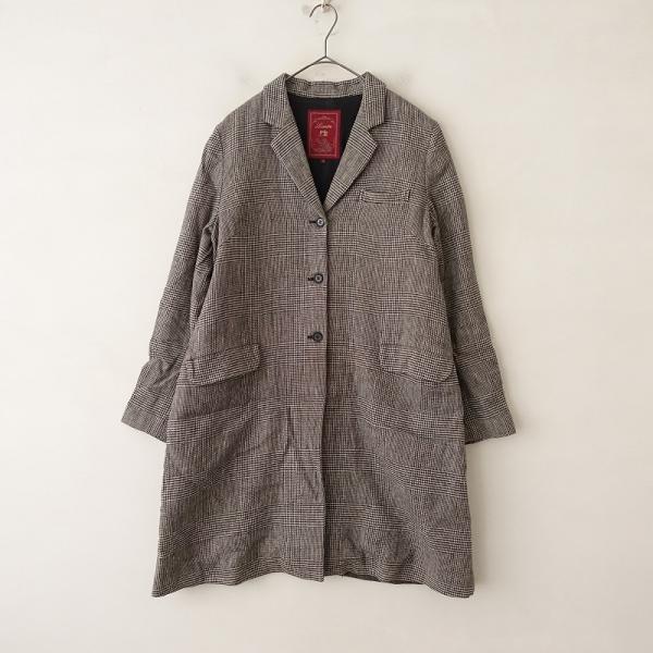 リゼッタ Lisette *グレンチェック切替ロングコート*38グレーブラック 
