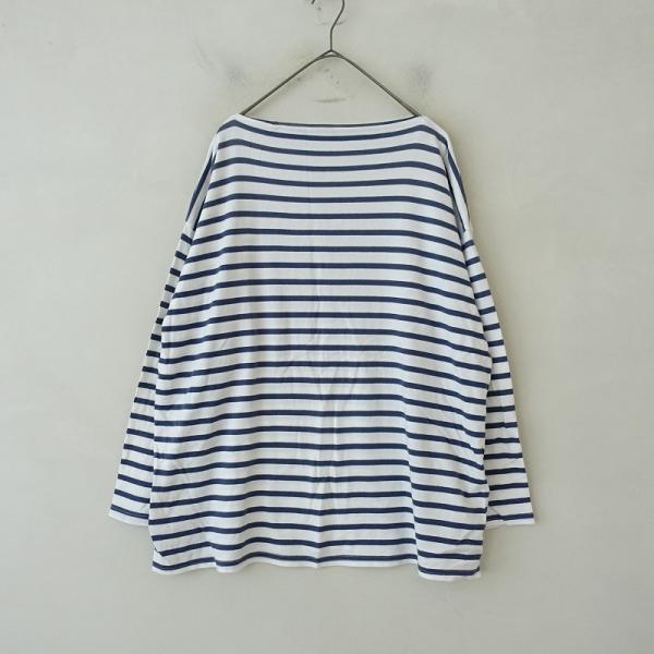 [トゥジュー toujours] ボーダー　ボートネック シャツ　たっぷり TOUJOURS（トゥジュー） Border Boat Neck Shirt WHITE x NAVY