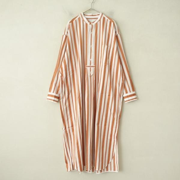 TICCA（ティッカ） *コットンストライプバンドカラーシャツワンピース