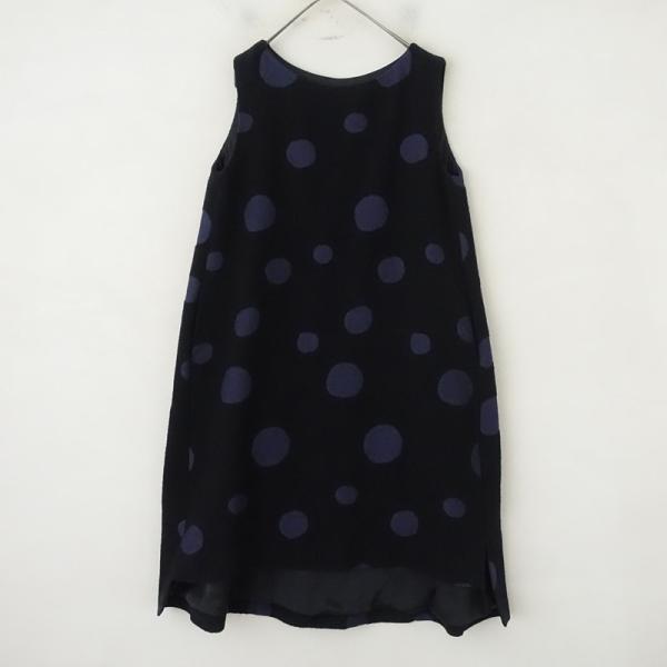 mina perhonen / ノースリーブワンピース/38/ウール/BLK/ボーダー/QA3914 mina perhonen（ミナペルホネン） *snow light ノースリーブワンピース