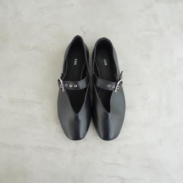 COS レザー バレエ フラット シューズ ブラック　サイズ41 POINTED LEATHER BALLET FLATS ポイントトゥレザーバレエフラット