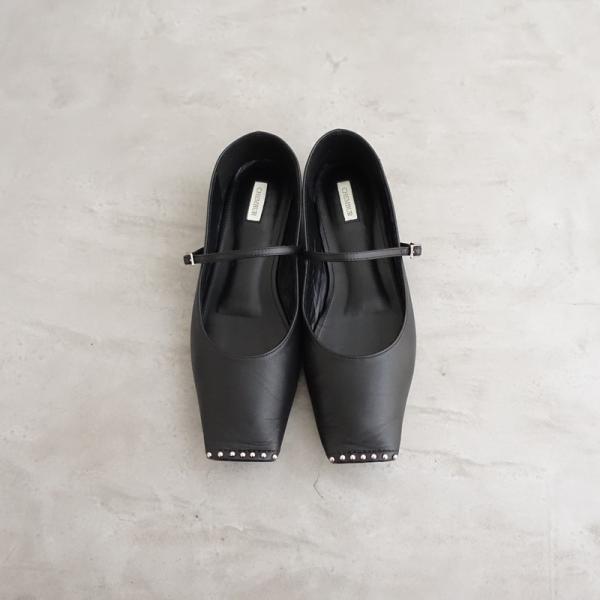 【未使用】CHEMBUR チェンバー レザー フラット パンプス 黒 24.5 チェンバーフラットパンプス 黒