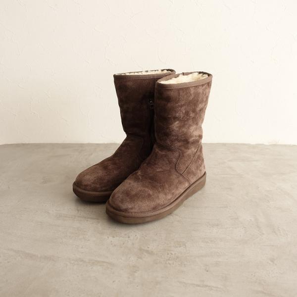 アグ UGG *サイドジップムートンブーツ 37/23*ダークブラウンレザー