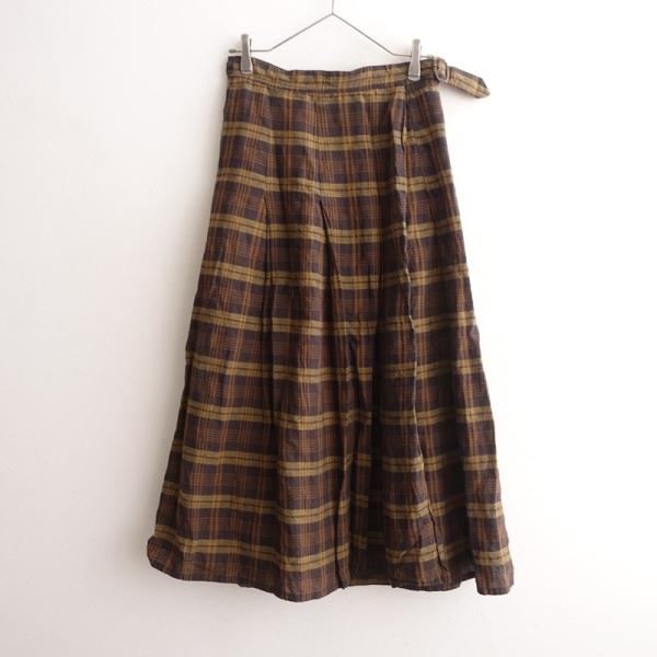 fig London（フィグロンドン） *リネンコットンチェックラップスカート