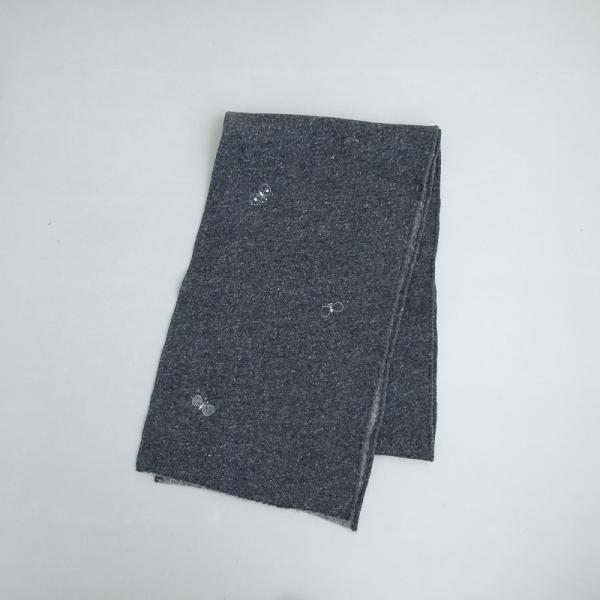 minaperhonen マフラー【2203】 mina perhonen（ミナペルホネン） *choucho マフラー*グレー刺しゅう