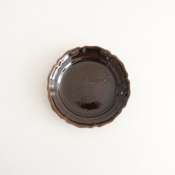 美品】長峰菜穂子 *フラワーリム皿 20cm*食器プレートキッチン茶色