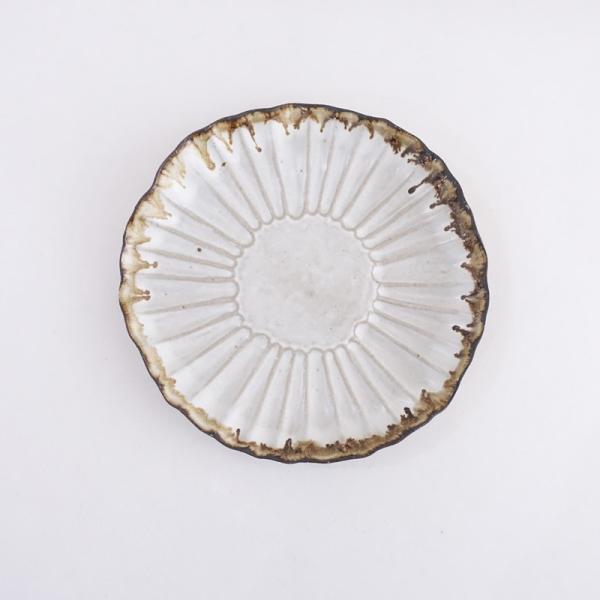 藤原純 *輪花プレート 24cm*食器お皿キッチン作家【陶器】古仙堂(wa23