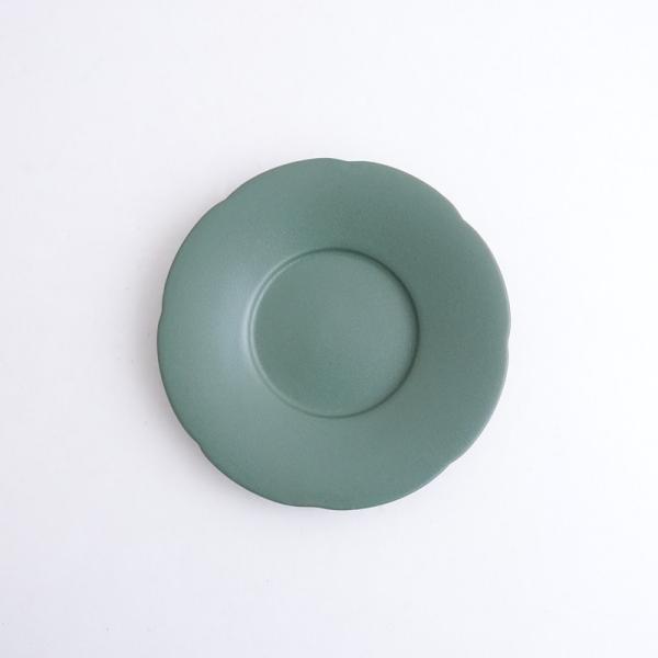 美品】大園篤志 *輪花皿 17cm グリーン*食器お皿キッチン作家【陶器