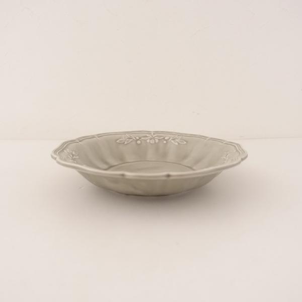 Y.M】阿部慎太朗 オリーブレリーフ深皿7寸【中古】【12E32