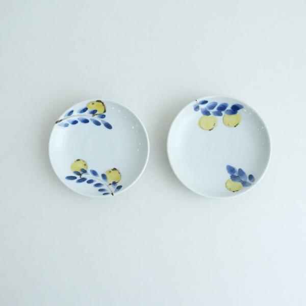 米満麻子・色絵枝レモン深皿 17㎝・２枚セット 米満麻子・色絵枝レモン深皿 17㎝・2枚セット 美品】米満麻子