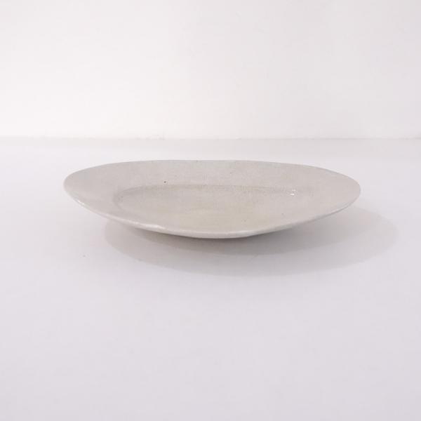 林拓児 *貫入楕円皿 中*白ホワイトお皿オーバルプレートリム皿和食器