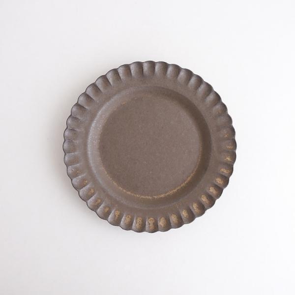 未使用】村上直子×白井隆仁 *鉄錆 小菊プレート 24cm*お皿リム皿