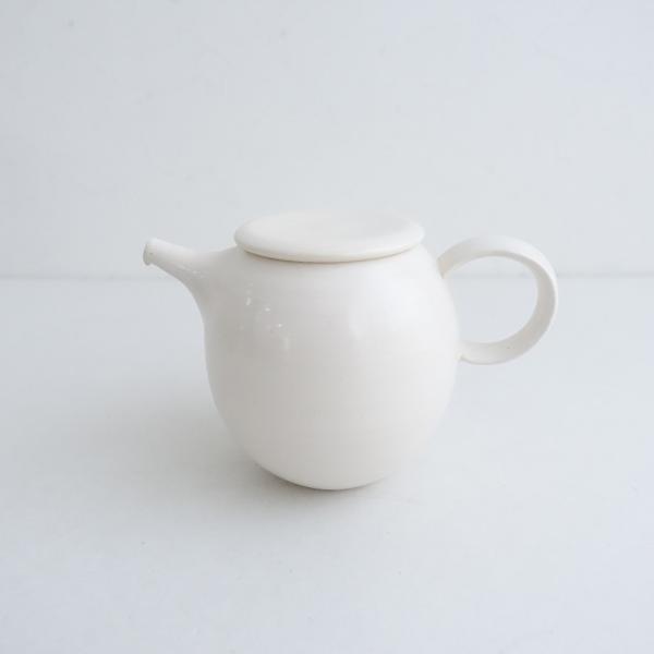 美品】岡田直人 *ポット*急須オフホワイト作家釉薬【陶器】(wa87-2503