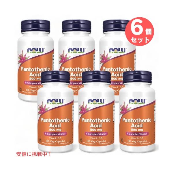 【並行輸入品】【6本セット】NOW　Pantothenic Acid 500 mg 100 Caps #0486　ナウ　パントテン酸（ビタミンB5） 500mg