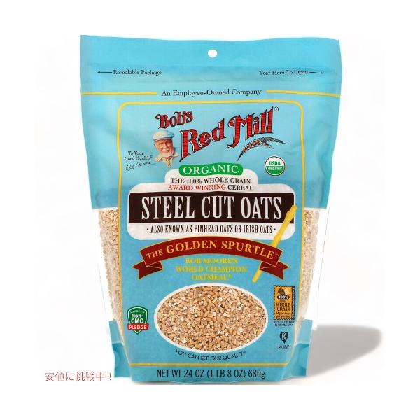 【並行輸入品】Bob's Red Mill Steel Cut Oats, Whole Grain 24oz / ボブズレッドミル オーガニック スチールカット ロールドオーツ