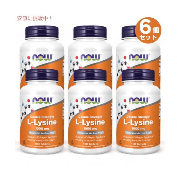 【並行輸入品】6個セット Now Foods（ナウフーズ） L-リジン 1000mg 100粒 #0113  L-Lysine 1000mg 100 tablets