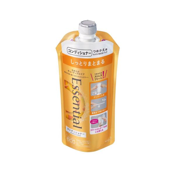 傷んだ髪も手ぐしでするする！しっとりまとまる傷んでパサつき、からまりやすい髪も　手ぐしでするする！しっとりまとまる髪へ。エッセンシャルは「なめらかキューティクルケア」。荒れたキューティクル表面をなめらかに補修。「からまり」をするするほどく。...