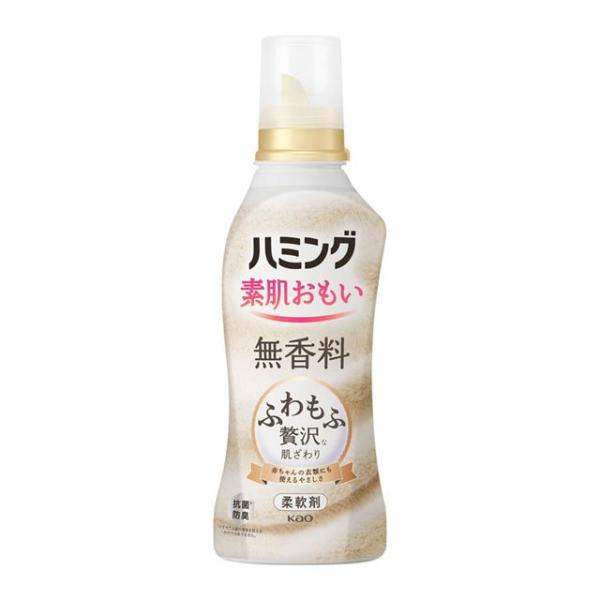 ふわもふ贅沢な肌ざわり・ハミングＮｏ．１のやわらかさ。無香料タイプ。衣類のチクチク、ごわごわのプチストレスを解消。ほっと安心、思わず顔をうずめたくなる仕上がりへ。赤ちゃんの衣類にも使える。着色料、香料無添加。天然由来の柔軟成分配合。