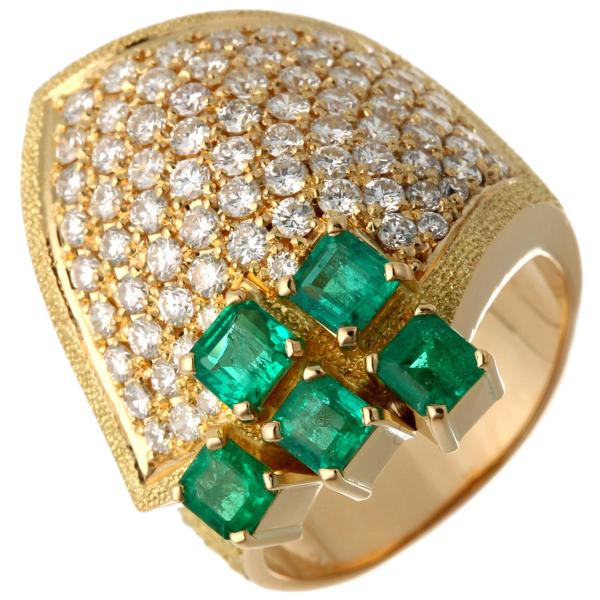 Non Brand ノンブランド エメラルド お金を節約 ダイヤモンド リング 指輪 レディース 中古 飯能本店 Dh50372 13号 750イエローゴールド