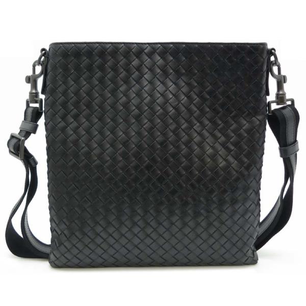 優先配送 ボッテガヴェネタ イントレチャート ショルダーバッグ メンズ カーフ Bottega 飯能本店 ブラック 中古 Dh Veneta