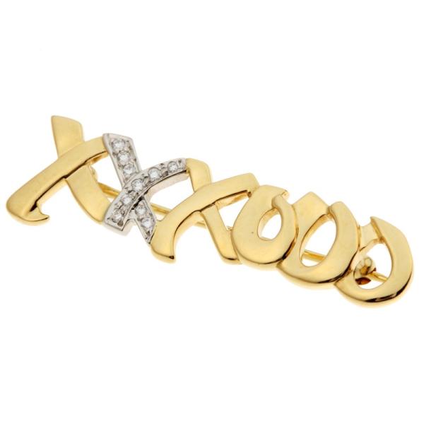 ティファニー パロマ ピカソ ラブ キス ダイヤモンド ブローチ Tiffanyamp Co 750イエローゴールド レディース モデル着用 注目アイテム 中古 ゴールド 飯能本店 Dh