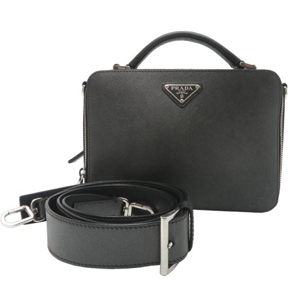 【極美品！✨】PRADA プラダ ハンドバッグ 2VH069 サフイアーノ 黒 プラダ ハンドバッグ ブリック サフィアーノレザー 2VH069 PRADA