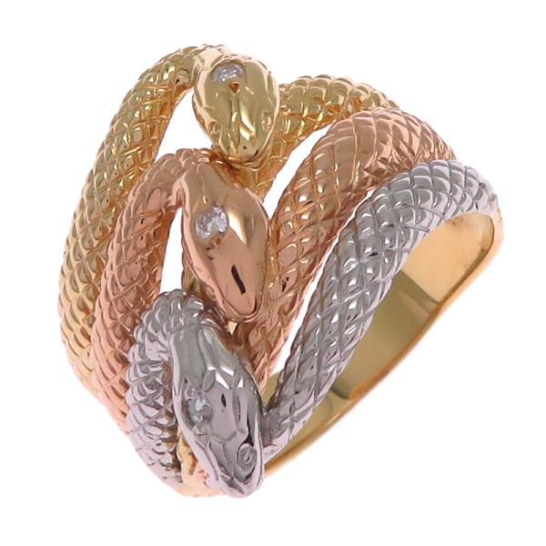 K18 ゴールドシルバー 3連リング ノーブランド 飯能本店］Non Brand ノンブランド ダイヤモンド 3連 ヘビ リング