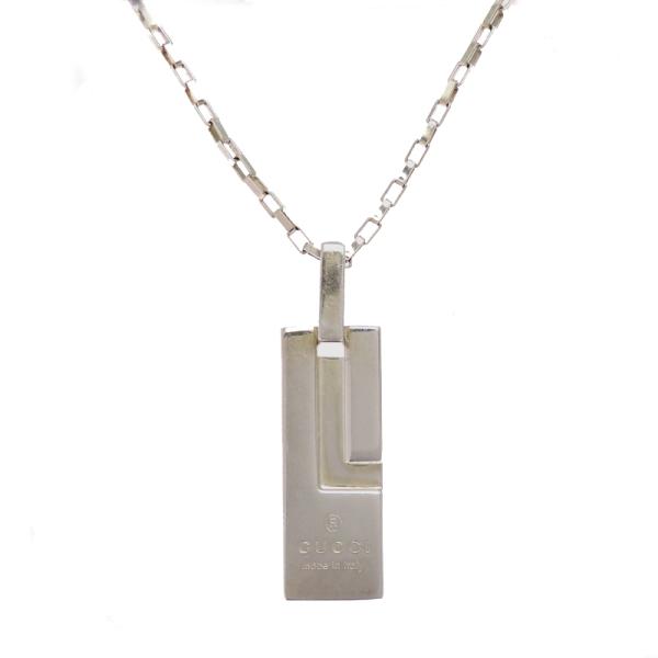 美品✨GUCCIプレートシルバー925レディースネックレス_456 GUCCI（グッチ） ［飯能本店］GUCCI アイコン プレート ＃49