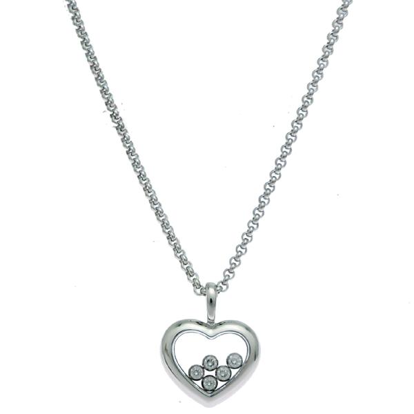 ［銀座店］Chopard ショパール ハッピーダイヤモンド ハート 5P ダイヤモンド 79/4612 ネックレス 750ホワイトゴールド DH92423