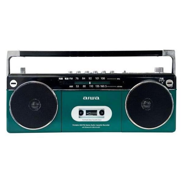 アイワ ラジカセ  Bluetooth受信 AM/ワイドFMラジオ アナログ デジタル GAA4-RCP0002 グリーン aiwa