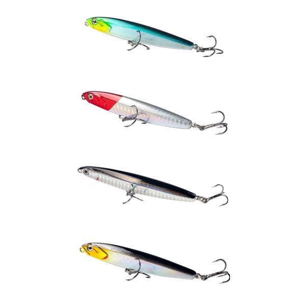 【送料無料】お得 4点セット フィッシング ルアー ハードルアー ペンシルベイト 遠投性 8CM 10g  トリプルフック付き 固定式重心移動システム