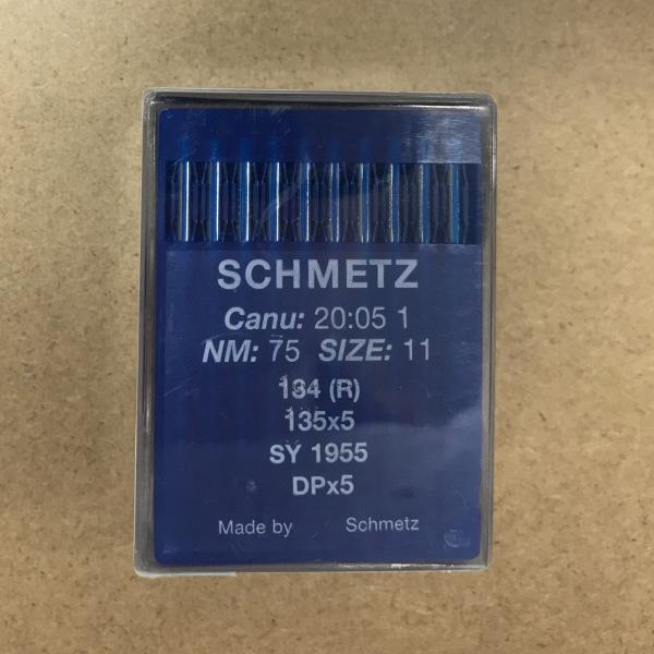 ドイツ製　シュメッツ針（SCHMETZ)DP×5　#11番穴かがり・千鳥縫用ケース記載番号Canu:20:05　1NM:75SIZE:11134(R)135×5SY　1955DP×5ミシンの機種によって対応できるミシン針が異なります。ご注文...