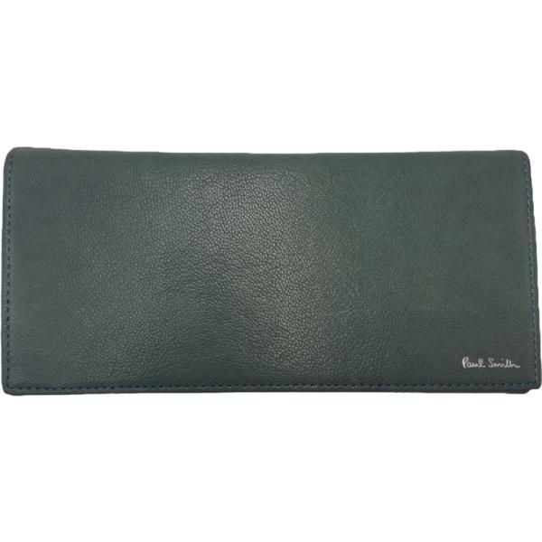 Paul Smith ポールスミス かぶせ式長財布 ティールグリーン 山羊革 BPS89351-1 アウトレット