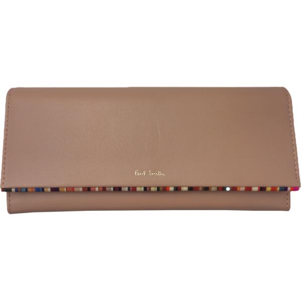 Paul Smith ポールスミス かぶせ式長財布 ピンク・マルチストライプ D54624