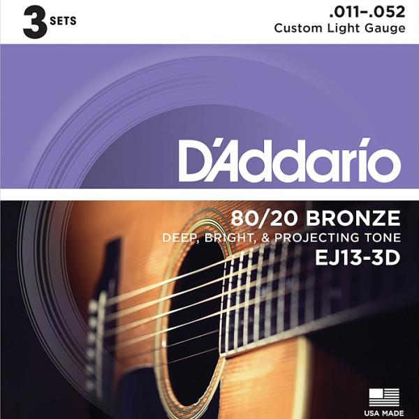 3ZbgpbN D'Addario EJ13-3D Custom Light 011-052 80/20 Bronze __I ARM