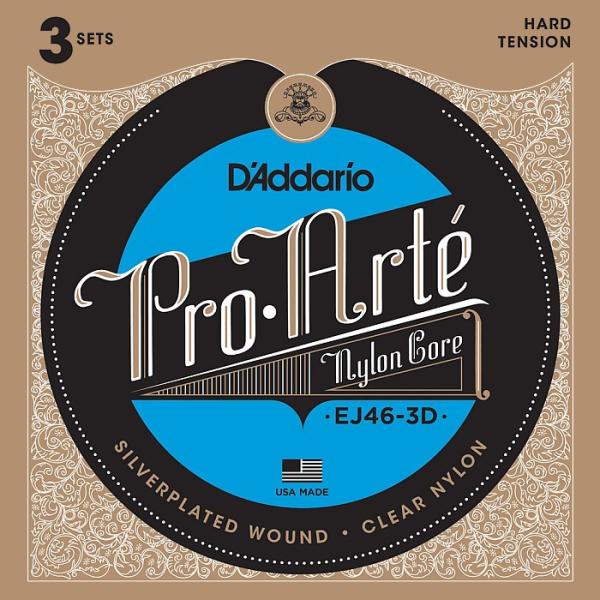 3ZbgpbN D'Addario EJ46-3D Pro Arte Nylon Silver/Clear Hard Tension __I NVbN